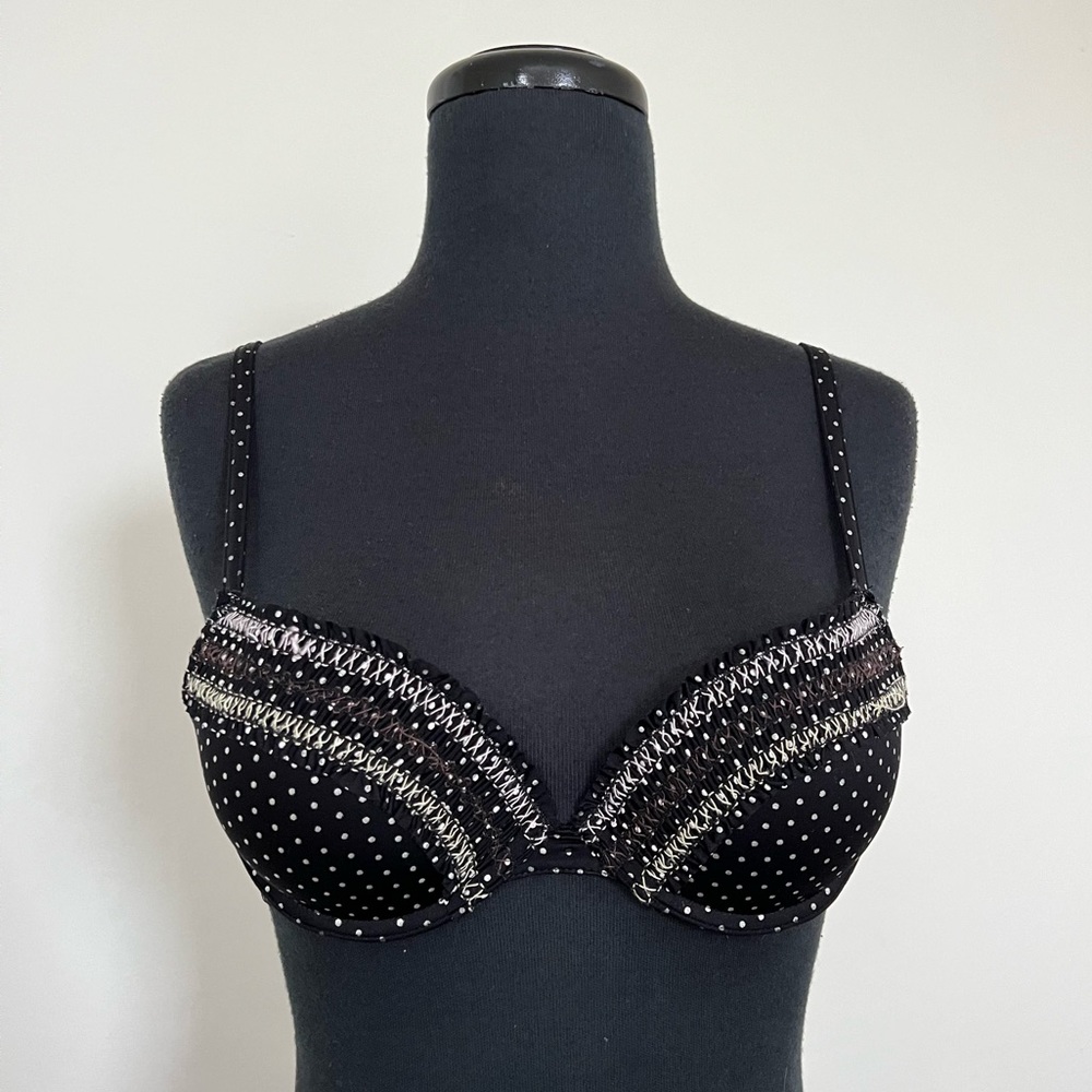 Jules + James Polka Dot Ruffle Push Up Bra, 34A